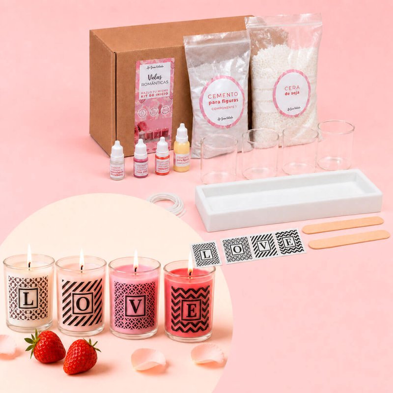 Kit velas romanticas. Materiales e instrucciones