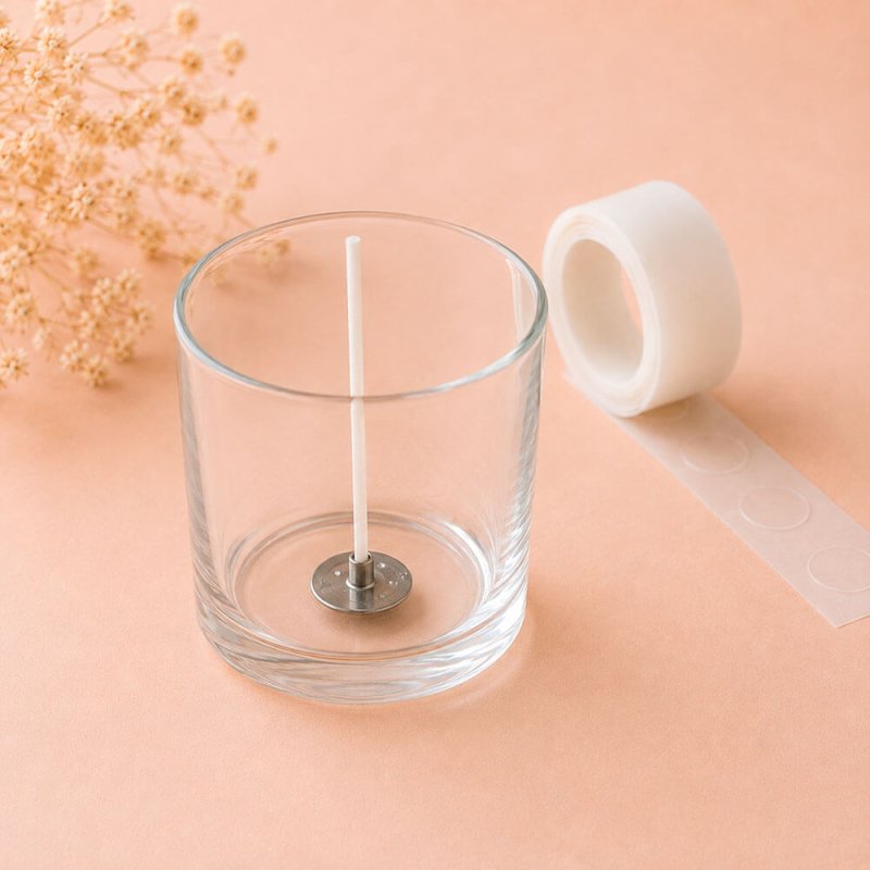 Adhesivos portamechas para hacer velas en vaso