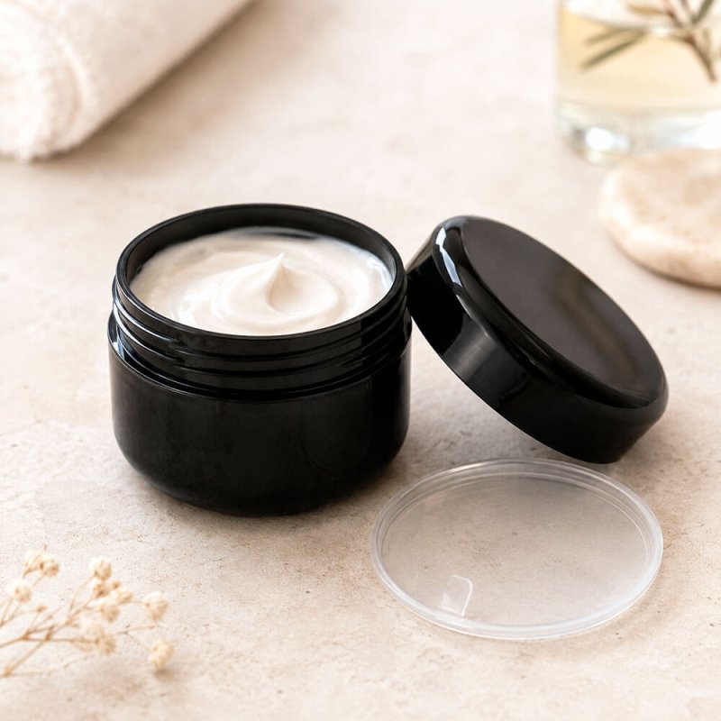 Envase 100 ml negro con obturador para cremas