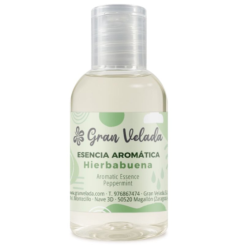 Esencia aromatica de hierbabuena Gran Velada, olor a menta para velas y jabones — frasco