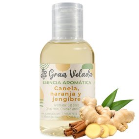 Essência aromática de canela, laranja e gengibre