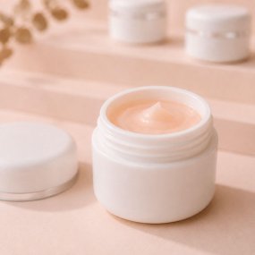 Mini tarro 5 ml blanco ribete plateado