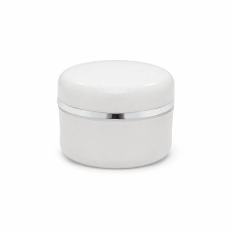 Mini tarro 5 ml blanco ribete plateado