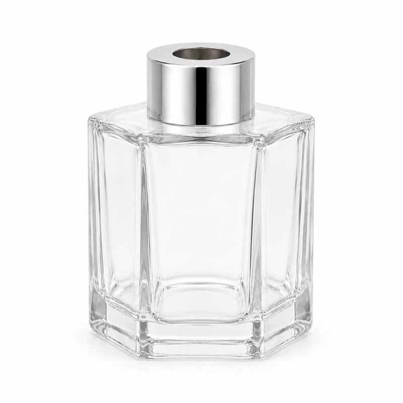 Frasco hexagonal de 100 ml con arandela negra para hacer mikados por mayor