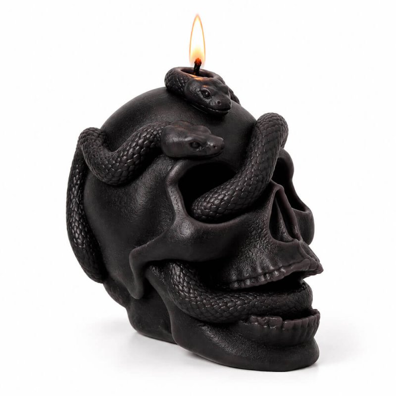 Velas calavera con serpiente