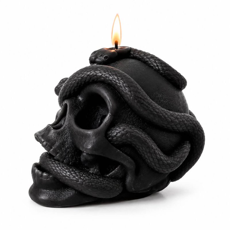 Velas calavera con serpiente