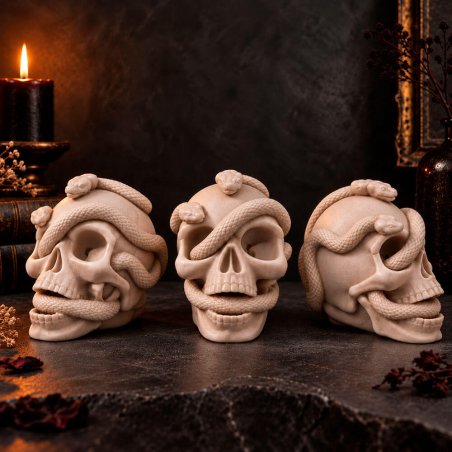 Calaveras con serpiente de resina