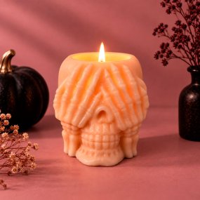 Molde portavelas calavera que no ve