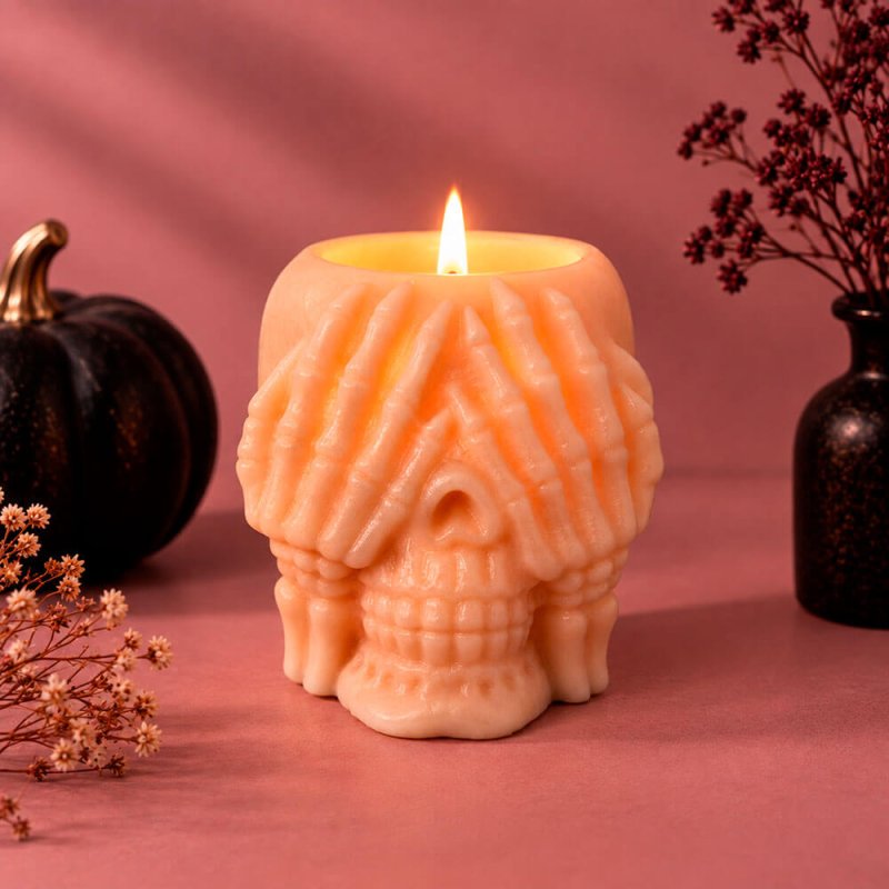 Molde portavelas calavera que no ve