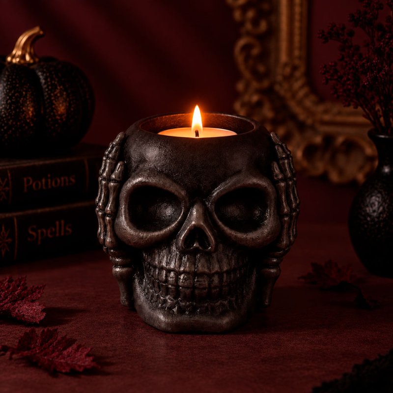 Molde calavera portavelas que no oye