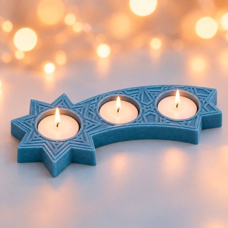 portavelas estrella fugaz de 3 velas de té