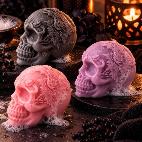 Jabones calavera con corona de flores