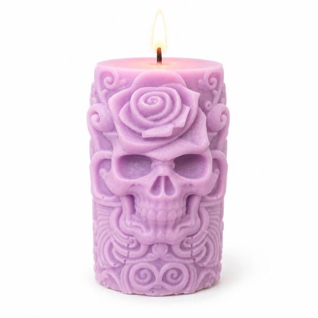 Molde vela cilíndrica calavera y rosa