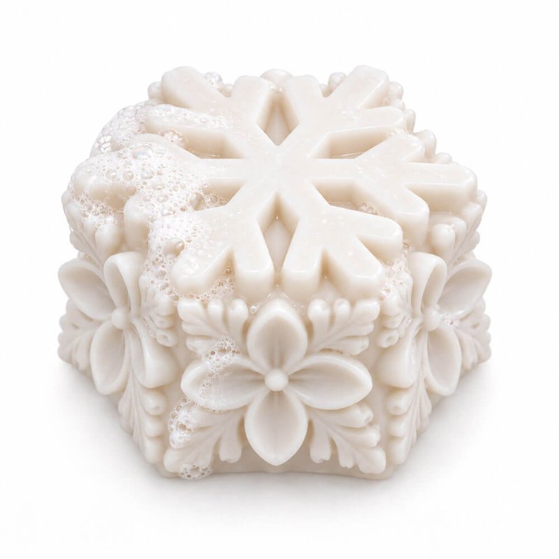 Molde para jabones copo de nieve con flores