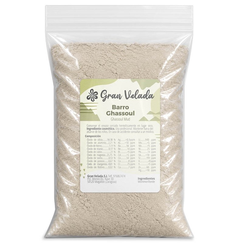Barro ghassoul Gran Velada, arcilla marroquí para mascarilla facial y capilar — saco