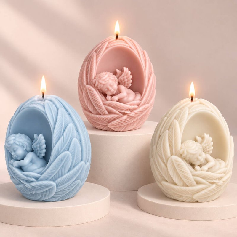 velas de cera ángel dormido en hornacina