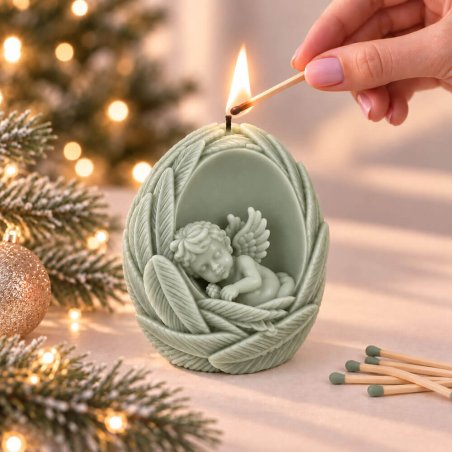Molde de silicona para velas ángel dormido en hornacina