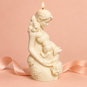 Molde vela madre con su bebé floral