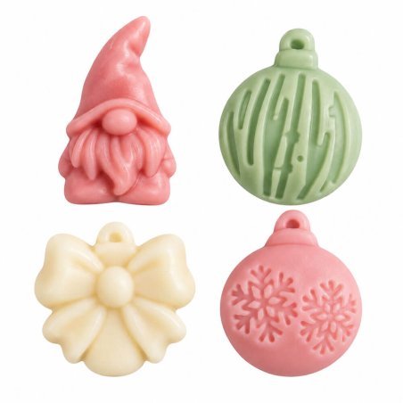 Molde para jabones y wax melts gnomos y bolas de Navidad