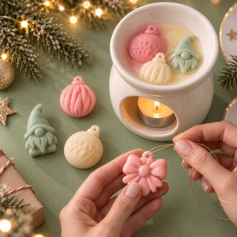 wax melts gnomos y bolas de Navidad para quemador