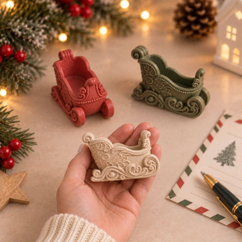 Molde para velas trineo de Navidad para cemento y escayola