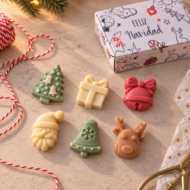Molde para jabones y wax melts 6 figuras de Navidad de regalo