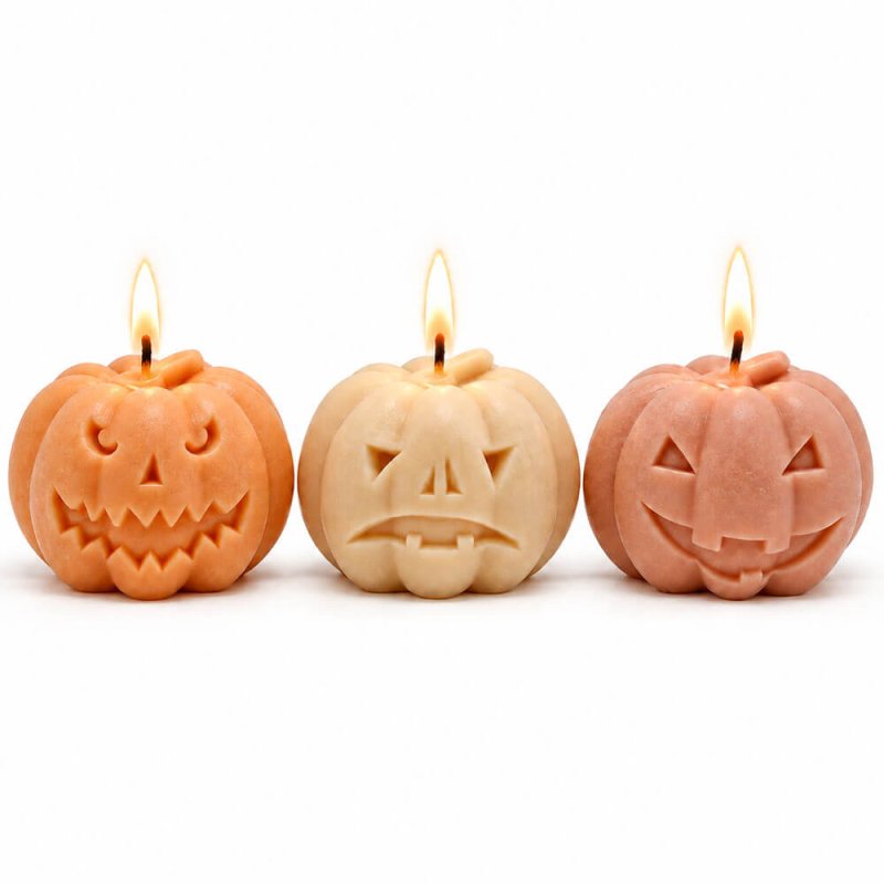 Calabazas Halloween, molde para velas 3 calabazas compinches