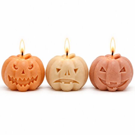 Calabazas Halloween, molde para velas 3 calabazas compinches