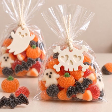 Bolsa de chuches con figura para colgar  calavera halloween
