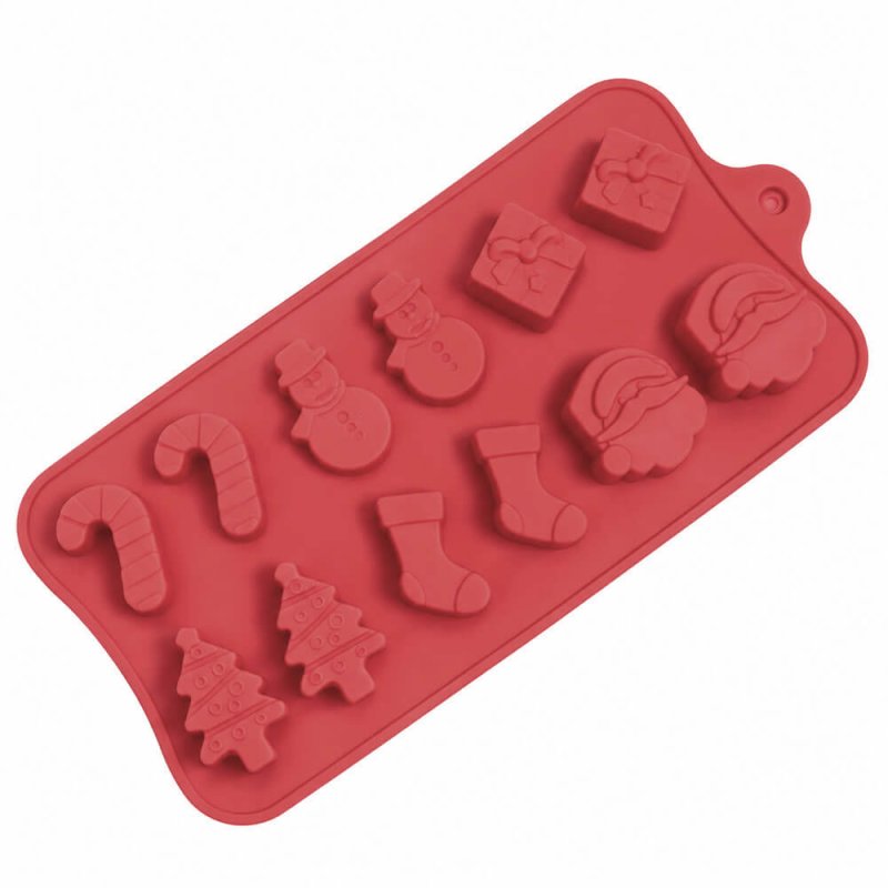 Molde para wax melts 12 figuritas de Navidad mix