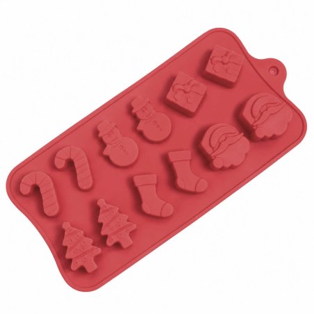 Molde para wax melts 12 figuritas de Navidad mix