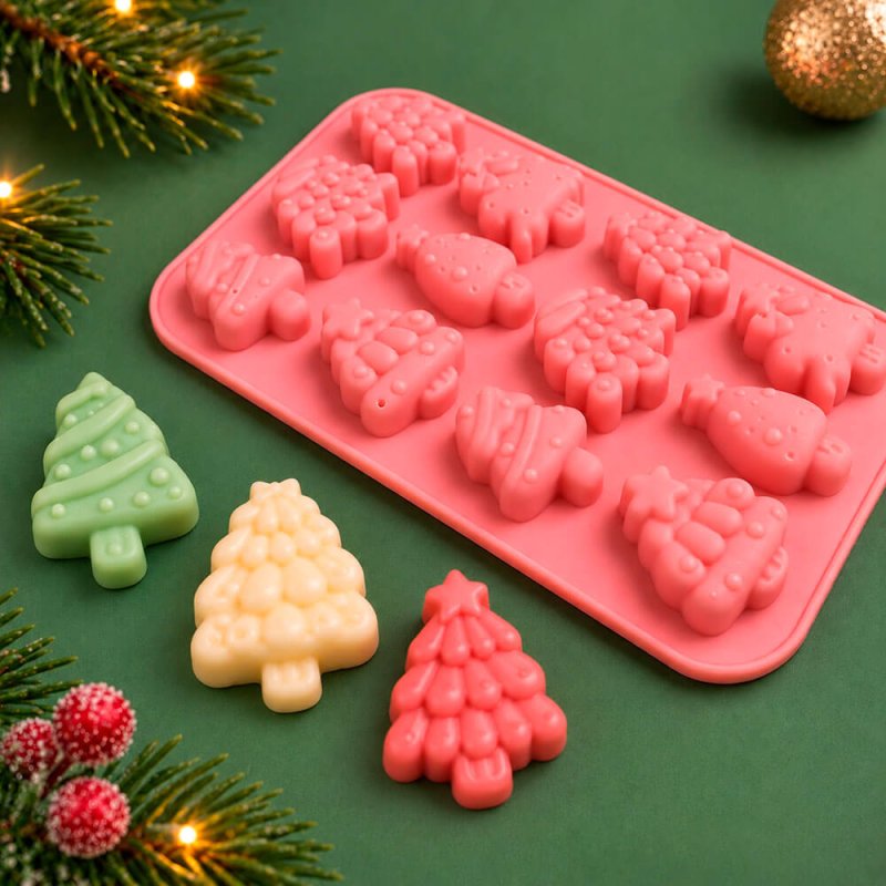 Molde 12 arbolitos de Navidad para wax melt