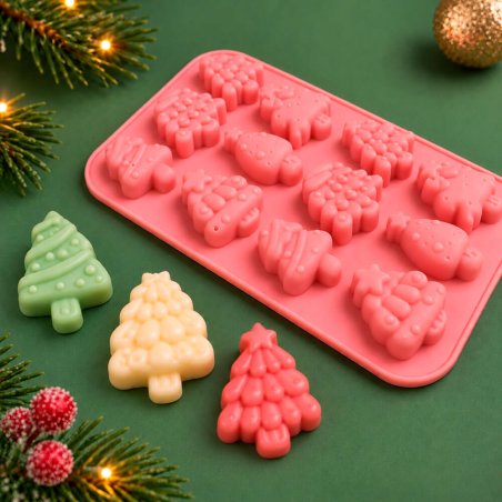 Molde 12 arbolitos de Navidad para wax melt