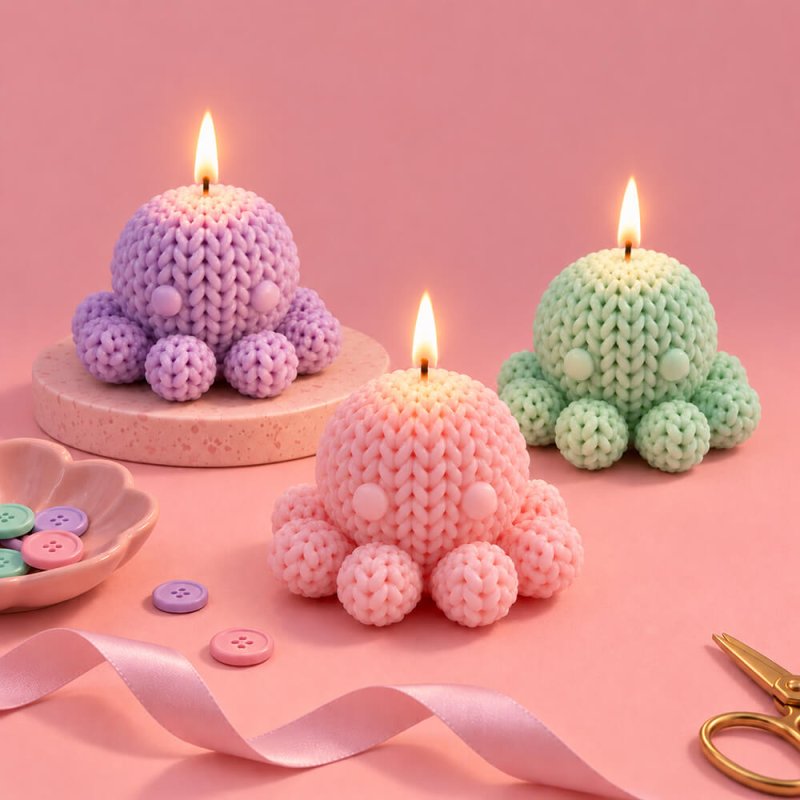 Molde pulpo de ganchillo para velas