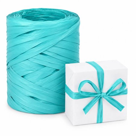 Cinta de rafia azul caribe