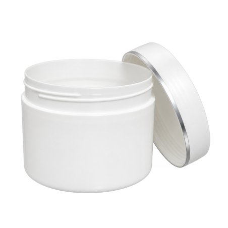 Tarro con tape y ribete plateado 200 ml blanco perla cilíndrico