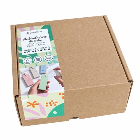 Kit como hacer ambientadores de coche con escayola perfumada. Materiales e instrucciones