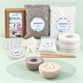 Kit fazer porta-velas de cimento. Materiais e instruçoes