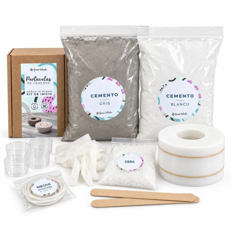 Comprar kit como hacer portavelas de cemento