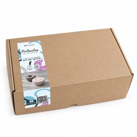 Kit como hacer portavelas de cemento. Materiales e instrucciones