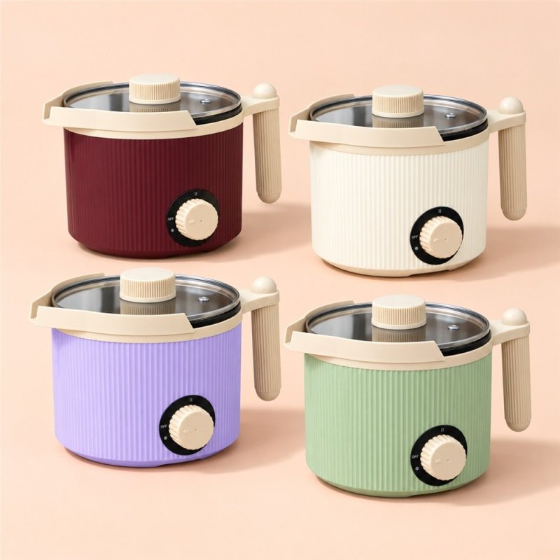 Quatro fundidores elétricos com tampa nas cores bordô, creme, lilás e verde