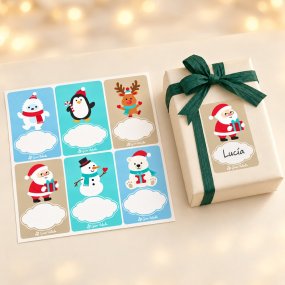 Étiquettes cadeau de Noël autocollantes pour prénoms