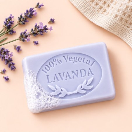 Molde jabon de lavanda — jabón en escena lifestyle