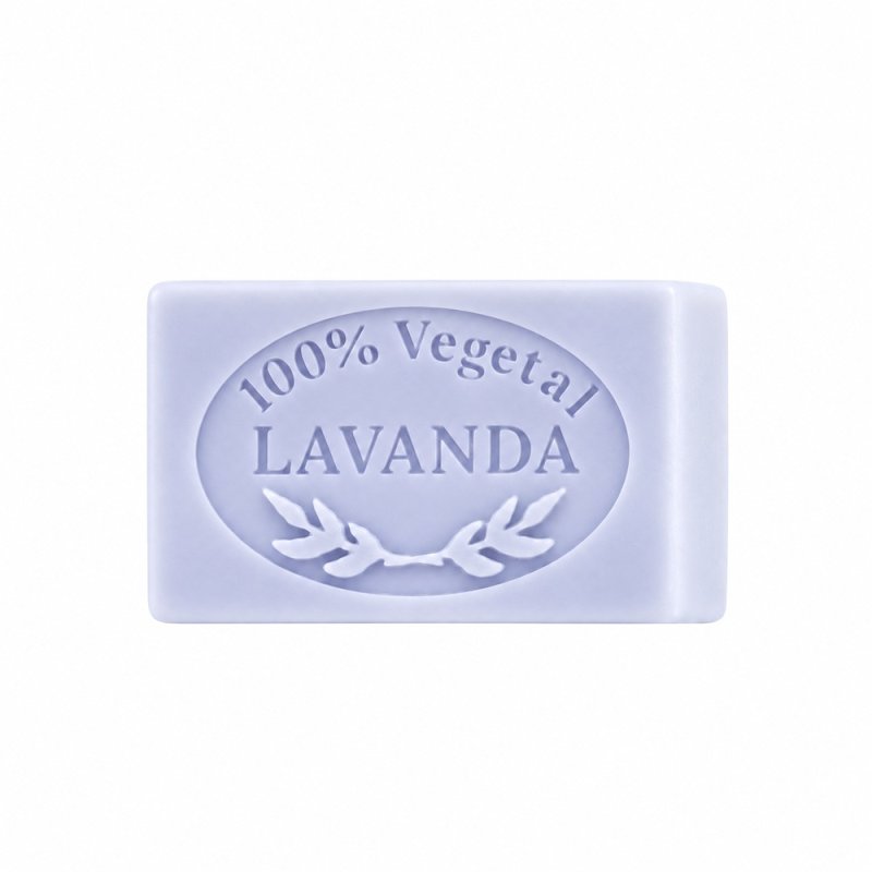 Molde jabon de lavanda — jabón sobre fondo blanco