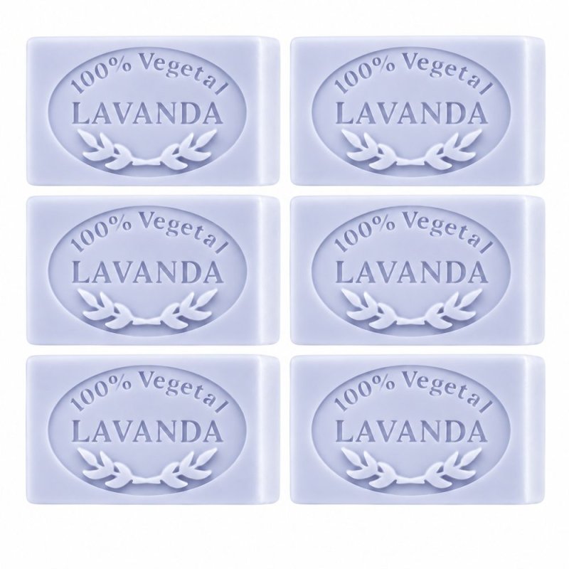 Molde jabon de lavanda — seis pastillas de jabón