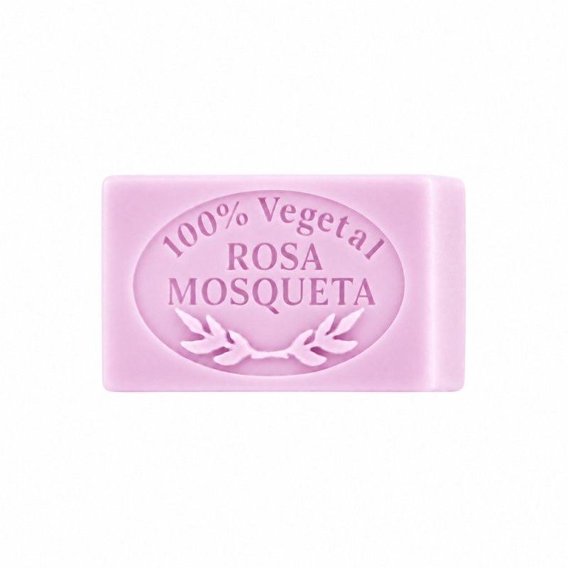 Molde jabon rosa mosqueta — jabón sobre fondo blanco