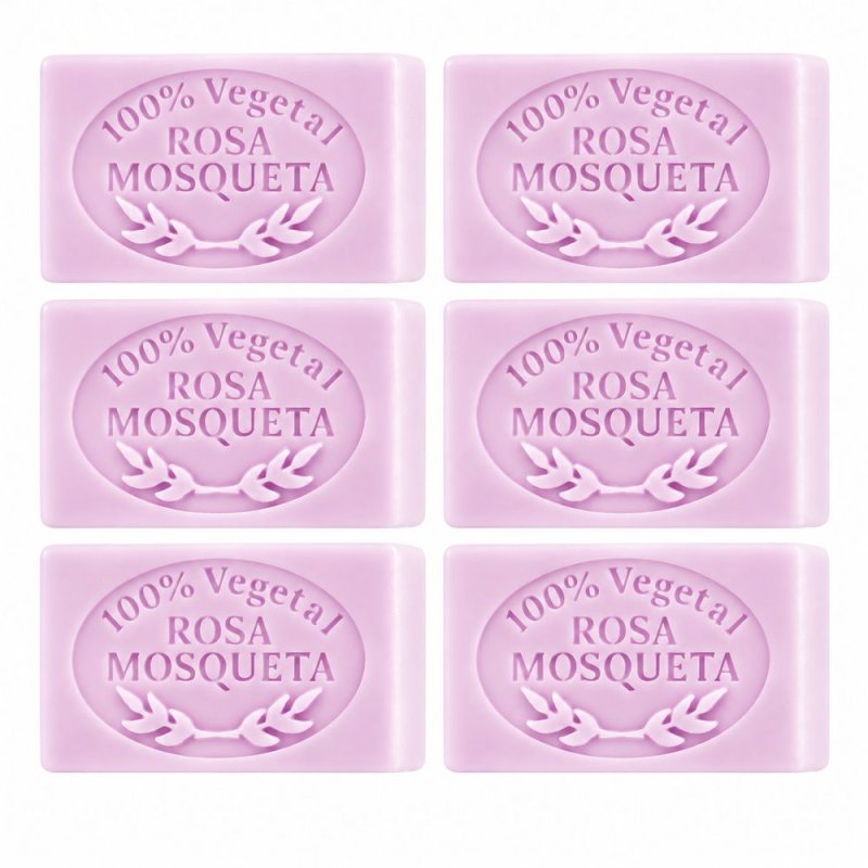 Molde jabon rosa mosqueta — seis pastillas de jabón