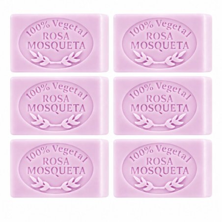 Molde jabon rosa mosqueta — seis pastillas de jabón