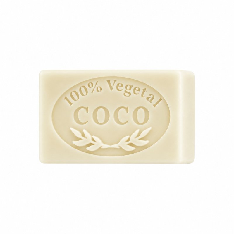 Molde jabon de coco — jabón sobre fondo blanco