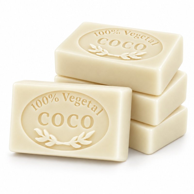 Molde jabon de coco — cuatro jabones apilados